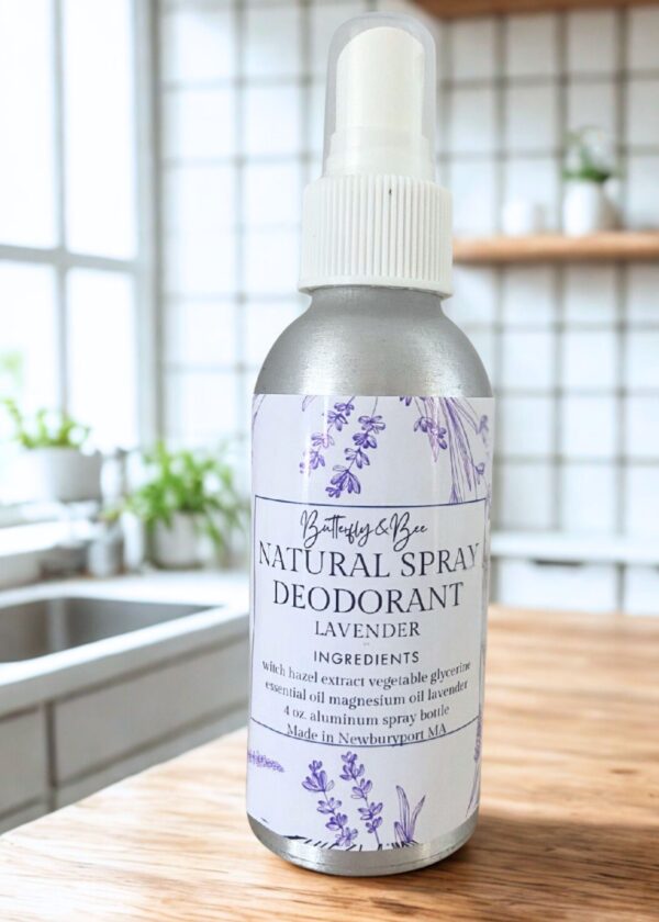 All Natural Spray on Deodorant. Magnesum Based, no Aluminum no Baking Soda. Lavender