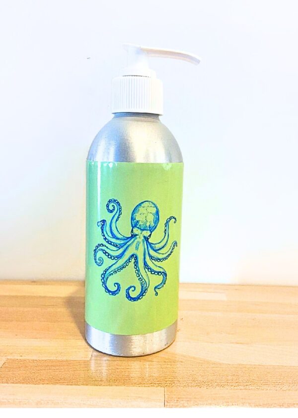 Refillable Soap Dispenser with Organic Hand Soap. Fun Beachside Designs. Great Gift Idea.