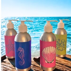Refillable Soap Dispenser with Organic Hand Soap. Fun Beachside Designs