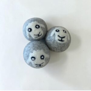 Large New Zealand Wool Dryer Balls . Set of Three Sheep.