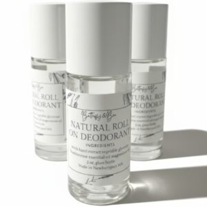 roll on deodorant, glass container natural deodorant homemade deodorant aluminum free baking soda free organic deodorant vegan deodorant natural body care
