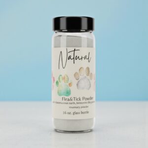 All Natural Flea and Tick Powder for Pets, works on Carpets Also! Butterfly &Bee comes in glass bottle.