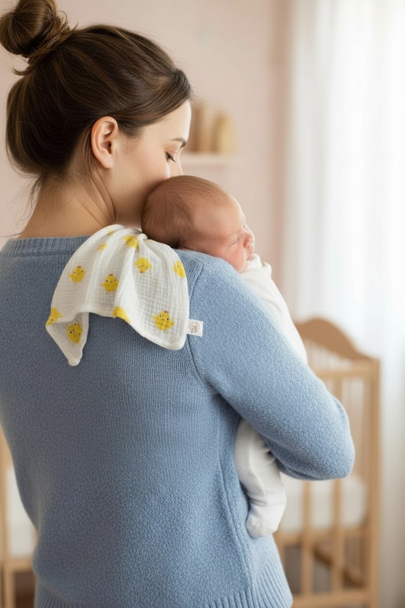 Charming Baby Burp Cloth 6 Layer 100% Cotton Gauze Towel – Cute Chicks Baby Washcloth for Feeding & Newborn Care, Set of $ - Image 4