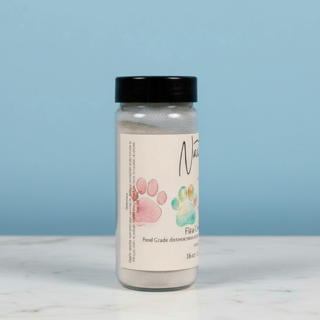 Natural Flea & Tick Powder for Dogs and Cats. All Natural Ingredients in Glass Bottle