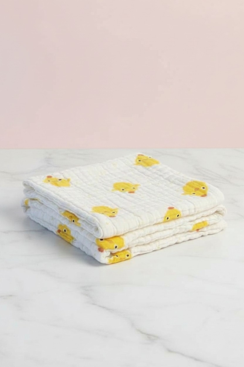 Baby Burp Cloth 6 Layer 100% Cotton Gauze Towel – Cute Chicks Baby Washcloth for Feeding & Newborn Care
