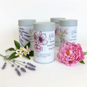 Natural Laundry Scent Booster all natural scents no artificial fragrances. 3 simple ingredients, in no plastic packaging.