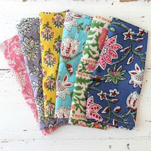Cotton Napkin Set Table Linen Collection Indian Textile Block Print Floral Pattern Colorful Design Kitchen Accessory Dinner Party Entertaining Essential Beautiful Table Setting Pure Cotton Fabric Washable Material Quality Construction Six