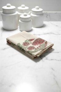 Set of Block Print Napkins, Botanical Designs, Soft Cotton