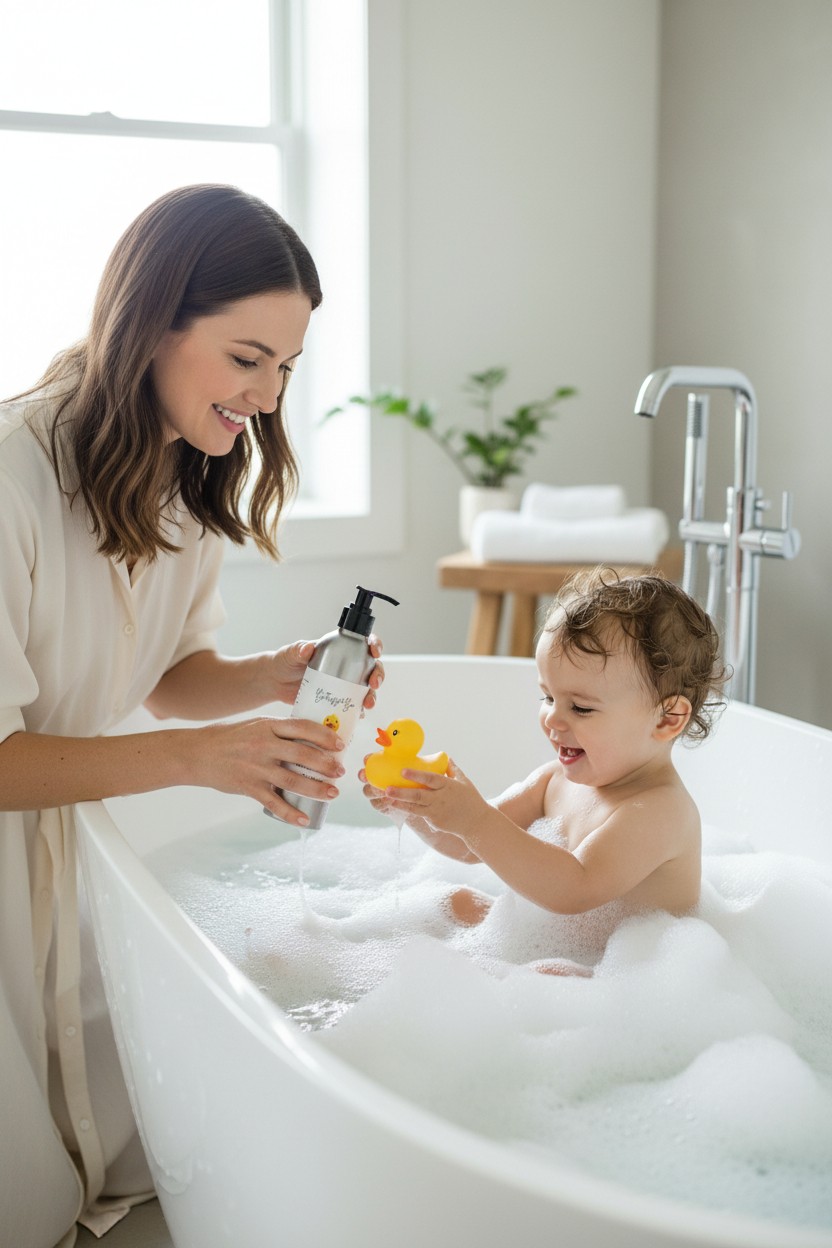 Baby Body Wash & Bubble Bath Gentle Plant Based Bubble Bath for Babies Toddlers, Sensitive Skin,16 oz. Aluminum Pump Bottle - Image 5