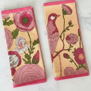 Practical Kitchen Towels Cotton Dish Set Hanging Loop Design Nature Inspired Pattern Floral and Bird Artwork Thick Absorbent Fabric Pink and Green Background Double Sided Construction Green Edge Detail Beautiful Kitchen Beautiful Botanical Kitchen Towels: Functional Art for Your Home • Set of 2 premium cotton dish towels (15" x 13" each) - butterfly design on cream background and hummingbird pattern on turquoise blue • Crafted from thick, absorbent cotton material for excellent durability and superior drying performance • Convenient hanging loops and brown edging details for both functionality and visual appeal • Double-sided design ensures the beautiful nature-inspired patterns are visible from both sides • Perfect blend of practicality and style - adds a touch of natural beauty to any kitchen space