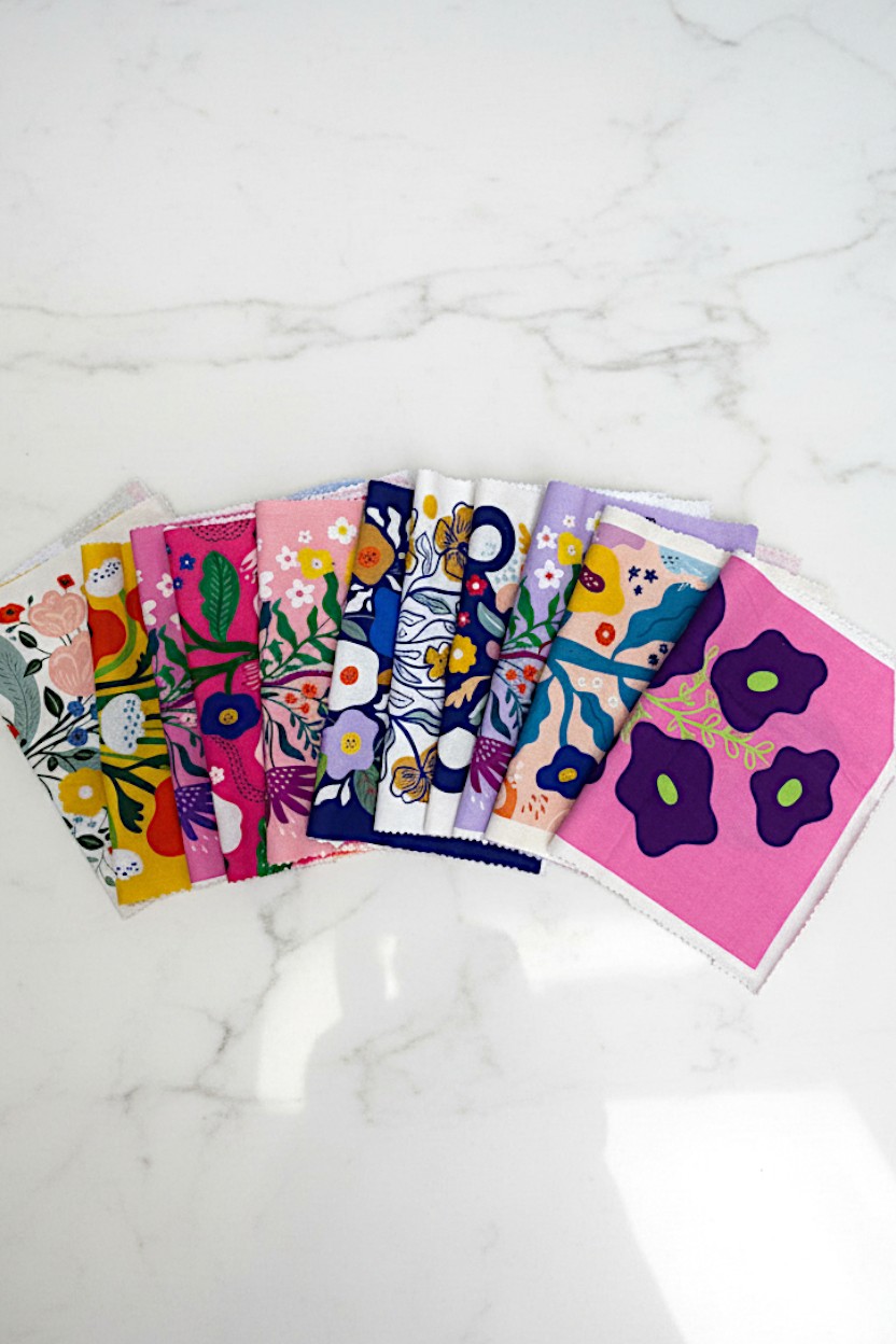 Bright and pretty beeswax food wraps, extra large.