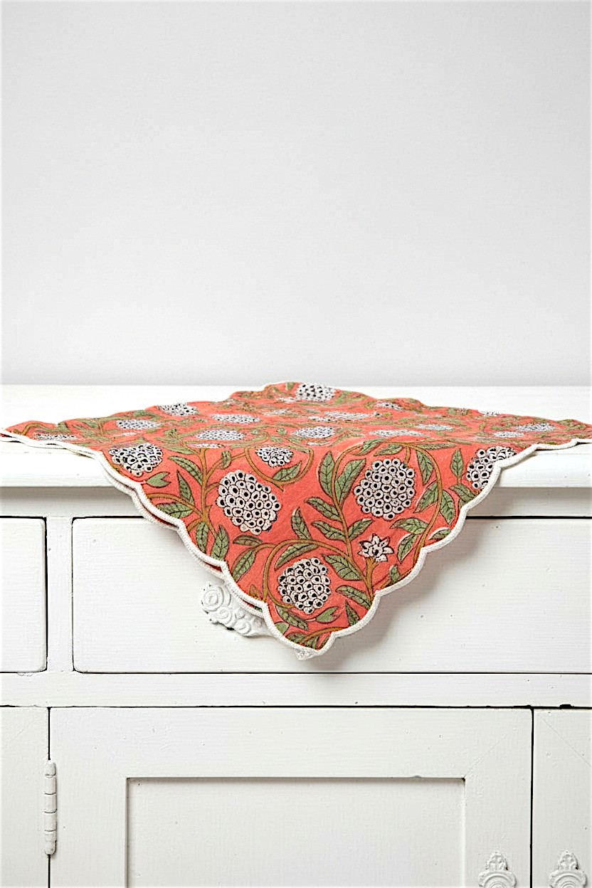 Cotton Napkin Set, Handmade Block Print