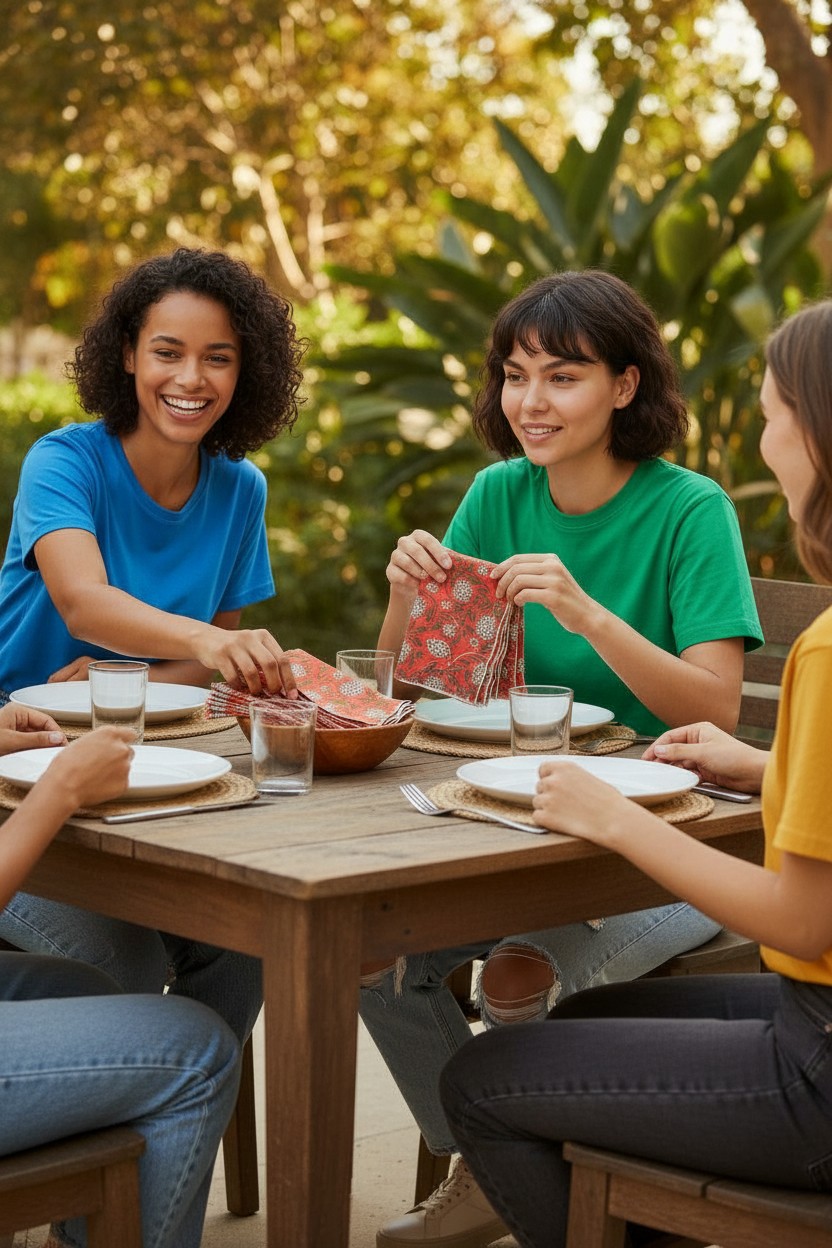 Cotton Napkin Set, Handmade Block Print
