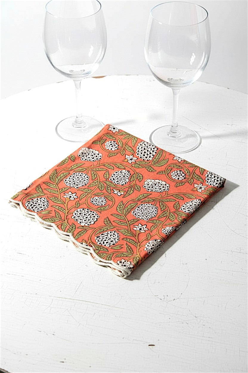 Cotton Napkin Set, Handmade Block Print