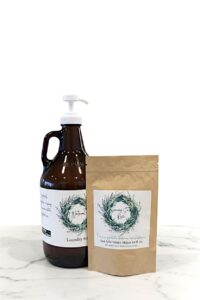 Glass Bottle with Pump for Laundry Room with Refill Laundry Powder, Makes 64 oz, Liquid Laundry Detergent when Mixed with Water