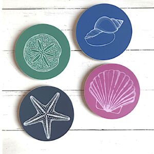 Seashell coasters, set of 4 drink coasters