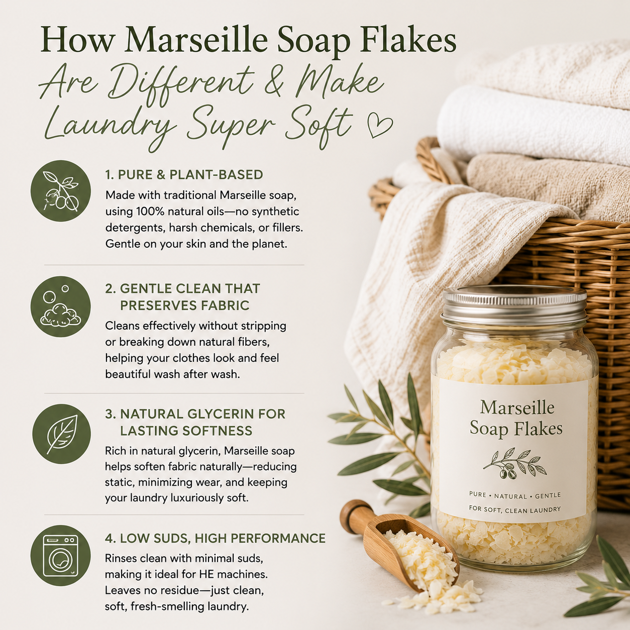 Natural Laundry Detergent Made with Savon De Marseille Soap Flakes