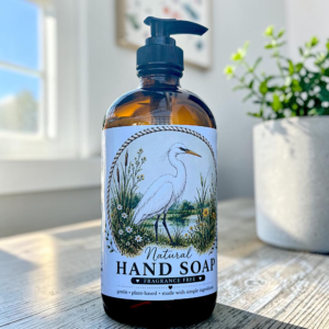 Natural Hand Soap in Amber Glass Soap Dispenser