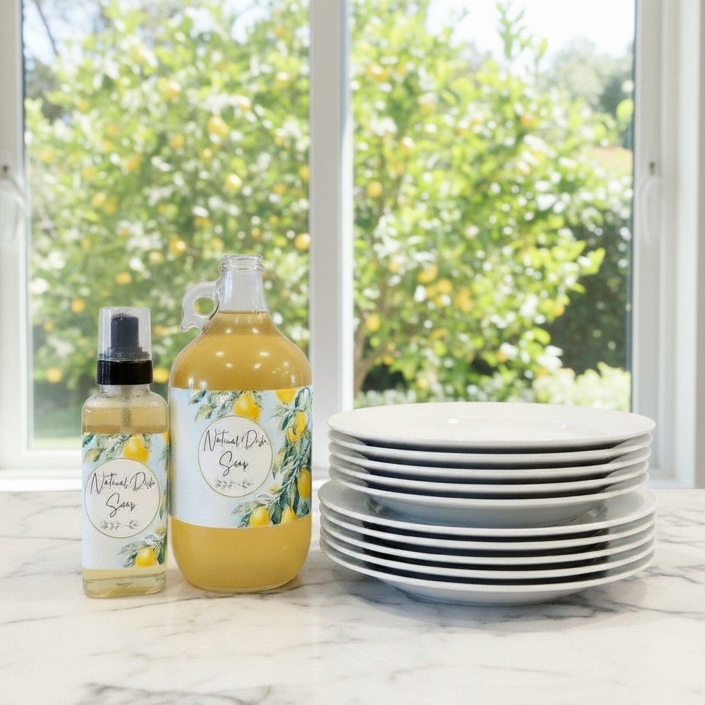 Natural Dish Soap with Glass Foaming Pump Container - Image 3