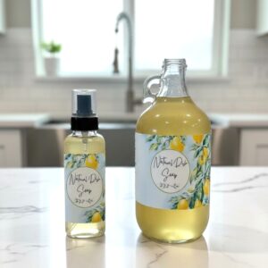 Natural dish soap made from organic castile soap glass foam pump.
