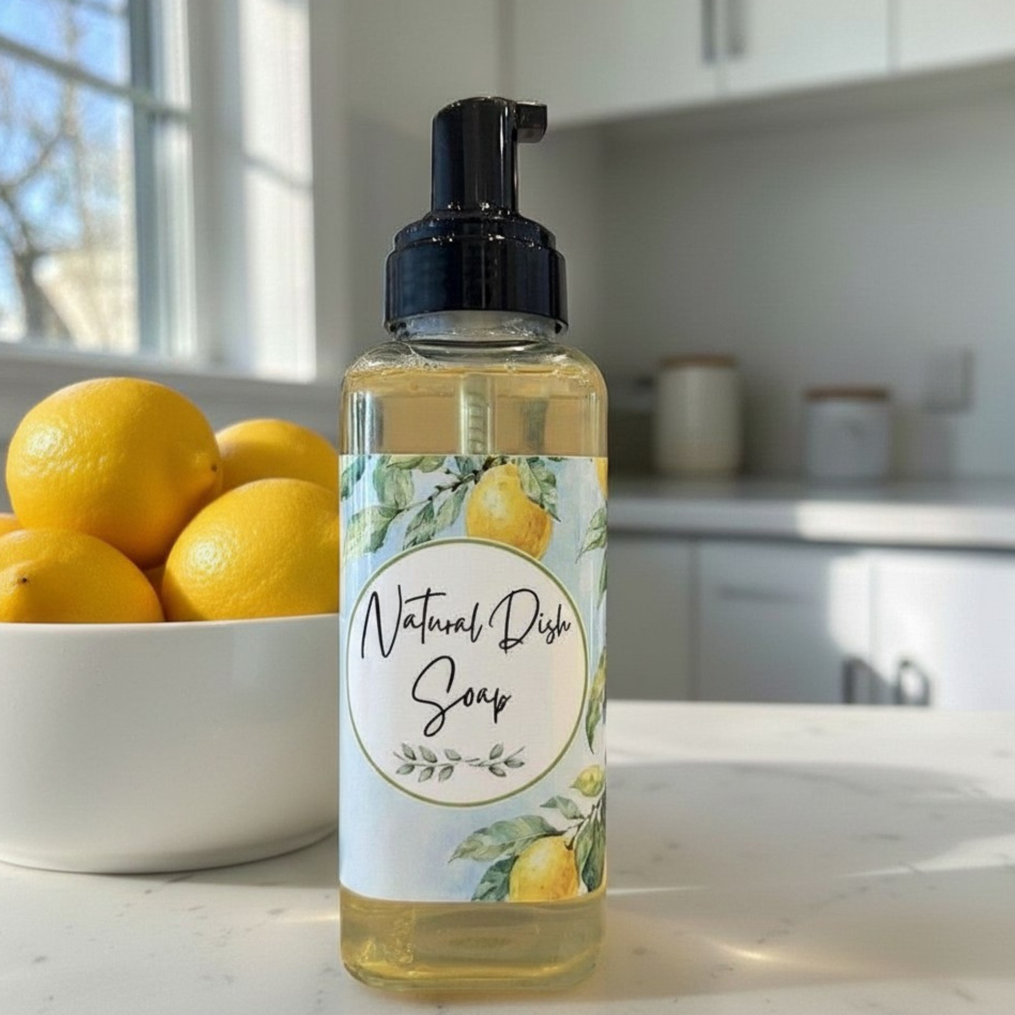 Natural Dish Soap, Lemon Dish Soap in Foaming Pump