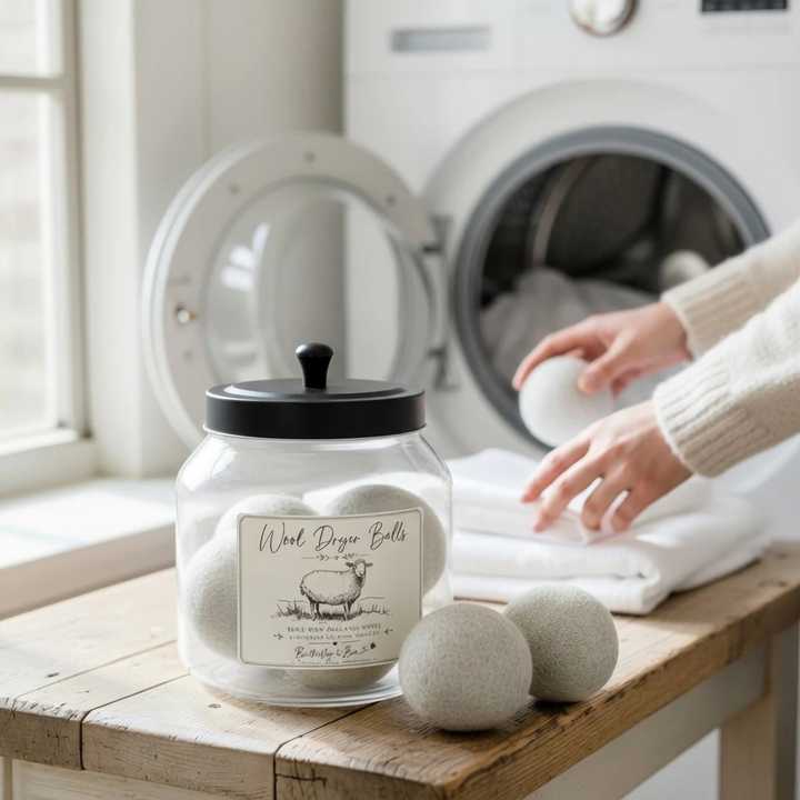 Extra Large New Zealand Wool Dryer Balls in Reusable Glass Storage Jar - Image 2
